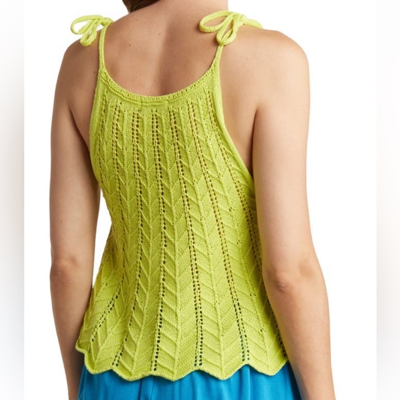 Crochet Knit Tank Top with Tie Detail - Picture 2 of 4